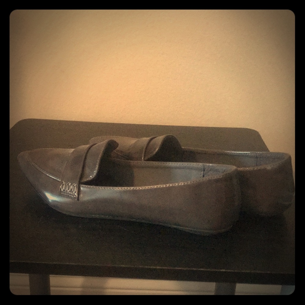 Grey Vegan  Leather Loafers